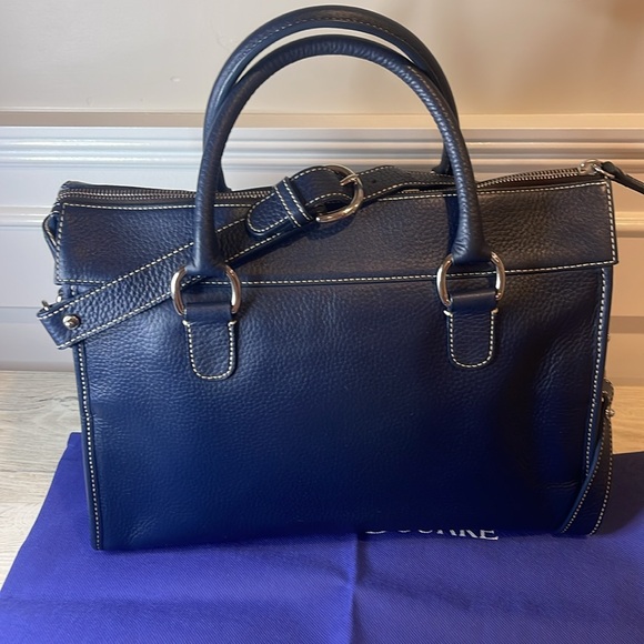 Dooney & Bourke Vtg Classic Navy Pebbled Leather Bag, Pouch, Dusty, Crossbody - Picture 15 of 17